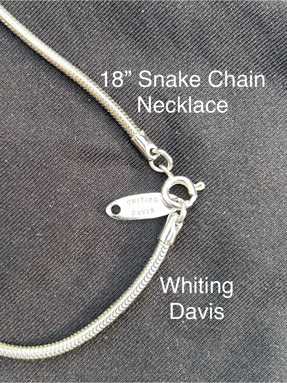 Whiting Davis Snake Chain Silver-Tone Necklace. 18” length. EUC.